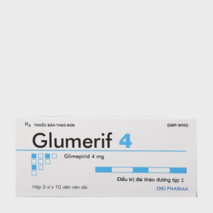 Viên nén Glumerif 4mg điều trị đái tháo đường không phụ thuộc insulin (type 2) (3 vỉ x 10 viên)
