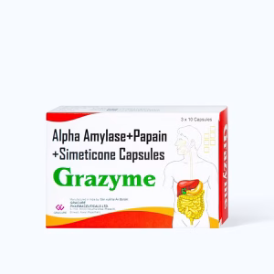Viên nang Grazyme trị đầy hơi, khó tiêu, hỗ trợ tiêu hóa (3 vỉ x 10 viên)