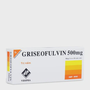 Viên nén Griseofulvin 500mg Vidipha điều trị các bệnh nấm da, lông, tóc, móng (2 vỉ x 10 viên)