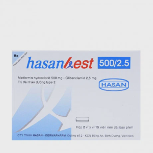 Viên nén bao phim Hasanbest 2.5mg /500 mg điều trị bệnh đái tháo đường type 2 (2 vỉ x 15 viên)