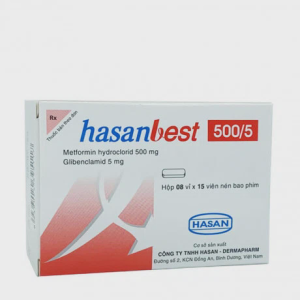 Viên nén Hasanbest 500mg/5mg điều trị đái tháo đường type 2 (2 vỉ x 15 viên)