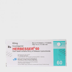 Viên nén Herbesser Tab 60mg thuốc điều trị tăng huyết áp, đau thắt ngực (10 vỉ x 10 viên)