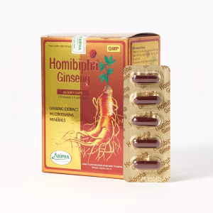 Viên uống Homibipha Ginseng Softcap hỗ trợ tăng cường sức khỏe (Hộp 12 vỉ x 5 viên)
