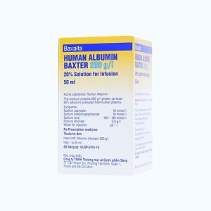Dung dịch tiêm truyền Human Albumin Baxter 200g/l dùng phục hồi và duy trì thể tích máu (chai 50ml)