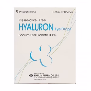 Thuốc nhỏ mắt Hyaluron 0.1% hỗ trợ điều trị bệnh tổn thương giác mạc - kết mạc (hộp 30 ống)