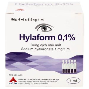 Thuốc nhỏ mắt Hylaform 0,1% điều trị khô mắt, rối loạn biểu mô giác mạc (4 vỉ x 5 ống)