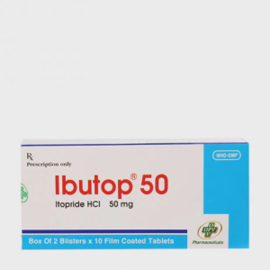 Viên nén Ibutop 50mg điều trị đầy hơi, chướng bụng, ợ nóng, buồn nôn (2 vỉ x 10 viên)