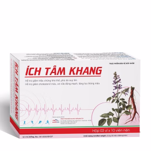 Thực phẩm bảo vệ sức khỏe Ích Tâm Khang giúp giảm cholesterol, giảm nguy cơ hình thành huyết khối (Hộp 3 Vỉ x 10 Viên)