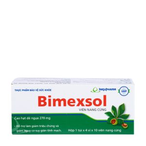 Viên uống Imexpharm Bimexsol hỗ trợ giảm nguy cơ suy giảm tĩnh mạch (Hộp 1 túi x 4 vỉ x 10 viên)
