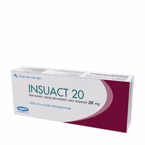 Viên nén Insuact 20 SaVi điều trị rối loạn lipid máu (3 vỉ x 10 viên)