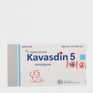 Viên nén Kavasdin 5mg trị tăng huyết áp, điều trị dự phòng đau thắt ngực ổn định (10 vỉ x 10 viên)