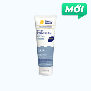 Kem Chống Nắng Cancer Council Daily Moisturiser Watter Resistant Kháng Nước, Dưỡng Ẩm SPF50+ (Tuýp 75ml)