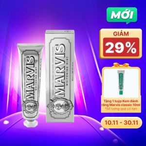 Kem Đánh Răng Marvis Whitening Mint Vị Bạc Hà hỗ trợ sạch mảng bám & trắng răng tự nhiên (85ml)