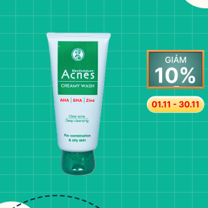 Kem Rửa Mặt ACNES Creamy Wash Hỗ Trợ Gỉam Mụn, Hạn Chế Sẹo Thâm (Tuýp 100g)