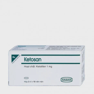 Viên nén Ketosan 1mg trị dị ứng, phòng ngừa hen (3 vỉ x 10 viên)