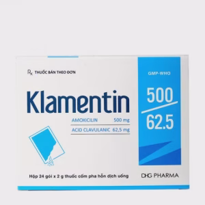 Thuốc cốm pha hỗn dịch uống Klamentin 500mg điều trị nhiễm khuẩn hô hấp (24 gói x 2g)