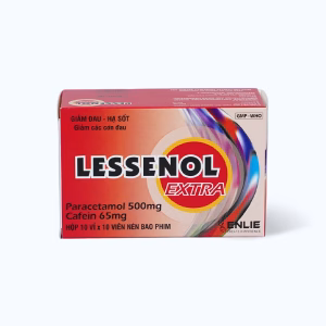Viên nén Lessenol Extra điều trị triệu chứng cảm cúm: đau đầu, sốt, đau họng (10 vỉ x 10 viên)