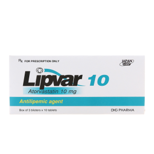 Viên nén LIPVAR 10MG điều trị tăng cholesterol máu, giảm mỡ máu (3 vỉ x 10 viên)