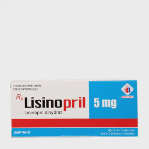 Viên nén Lisinopril 5mg Domesco điều trị tăng huyết áp, suy tim (3 vỉ x 10 viên)