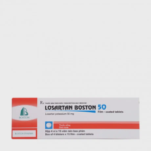 Viên nén Losartan Boston 50mg điều trị tăng huyết áp (4 vỉ x 15 viên)