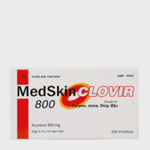 Viên nén Medskin Clovir 800mg trị nhiễm virus thủy đậu và zona, herpes simplex (3 vỉ x 10 viên)