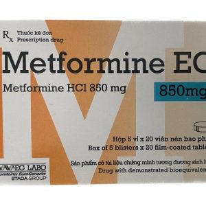 Viên nén Metformine EG 850mg điều trị đái tháo đường type 2 (5 vỉ x 20 viên)