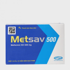 Viên nén Metsav 500mg điều trị đái tháo đường không phụ thuộc insulin (type 2) (10 vỉ x 10 viên)