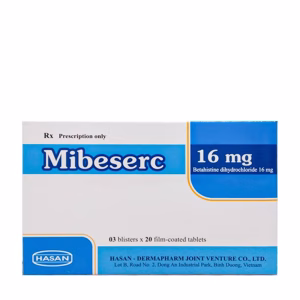 Viên nén Mibeserc 16mg Hasan điều trị chóng mặt, rối loạn tiền đình (3 vỉ x 20 viên)