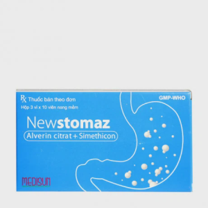 Viên nang Newstomaz 60mg/300mg trị đầy hơi, chướng bụng, chống co thắt tiêu hóa (3 vỉ x 10 viên)