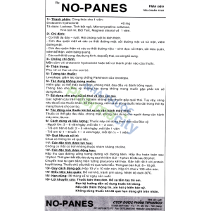 Viên nén No- Panes 40mg chống co thắt cơ trơn đường tiêu hóa (10 vỉ x10 viên)
