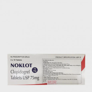 Viên nén Noklot 75mg phòng ngừa thành lập cục máu đông, huyết khối (3 vỉ x 10 viên)