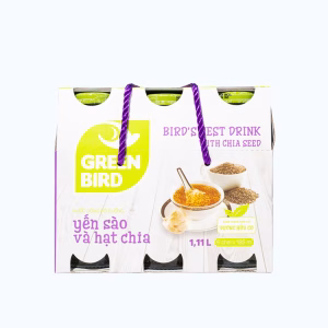 Nước yến bổ dưỡng GREENBIRD yến sào và hạt chia (Lốc 6 chai x 185ml)
