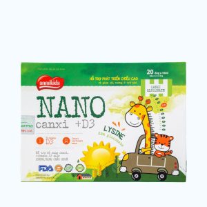 Thực phẩm bảo vệ sức khỏe Dược Nam Anmikids Nano Canxi + D3 bổ sung canxi, vitamin D3 cho trẻ em (Hộp 20 ống 10ml)