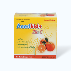 Dung dịch uống AnmiKids Zin C bổ sung vitamin C và kẽm (Hộp 4 vỉ x 5 ống 10ml)