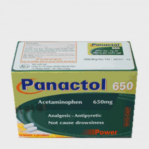 Viên nén Panactol 650mg giảm đau từ nhẹ đến vừa và hạ sốt (10 vỉ x 10 viên)