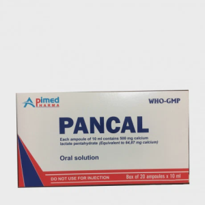 Dung dịch Pancal Apimed bổ sung calci, ngăn ngừa còi xương, loãng xương (20 ống x 10ml)