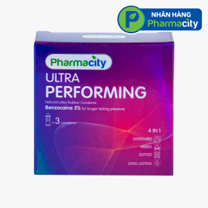 Bao cao su Pharmacity Ultra Performing N có gai, vừa vặn ôm sát (Hộp 3 cái)