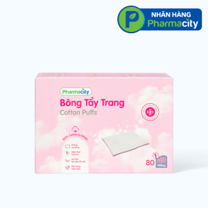 Bông tẩy trang Pharmacity cao cấp 100% bông tự nhiên, không xơ bông (Hộp 90 miếng) - New