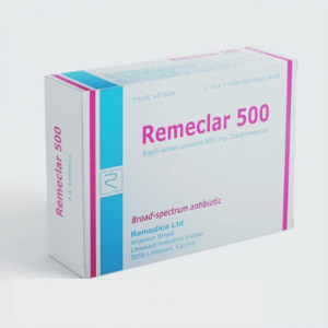 Viên nén bao phim Remeclar 500mg Remedica điều trị nhiễm khuẩn (2 vỉ x 7 viên)