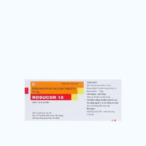 Viên nén Rosucor 10mg điều trị tăng cholesterol máu, giảm mỡ máu (3 vỉ x 10 viên)