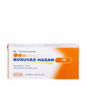 Viên nén Rosuvas 10mg Hasan điều trị tăng cholesterol máu, giảm mỡ máu (2 vỉ x 14 viên)
