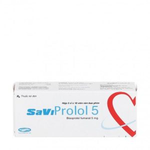 Viên nén bao phim Savi prolol 5mg điều trị tăng huyết áp, đau thắt ngực, suy tim (3 vỉ x 10 viên)