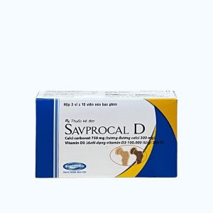 Viên nén Savprocal D 750mg/200IU bổ sung calci, D3, phòng và trị loãng xương (3 vỉ x 10 viên)