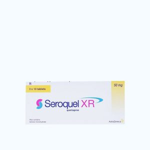 Viên nén Seroquel XR 50mg điều trị rối loạn lưỡng cực, tâm thần phân liệt (3 vỉ x 10 viên)