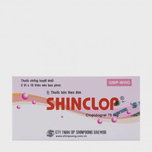 Viên nén Shinclop 75mg phòng ngừa thành lập cục máu đông, huyết khối (3 vỉ x 10 viên)