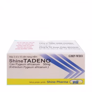 Viên nang ShineTadeno 50mg hỗ trợ điều trị phì đại lành tính tiền liệt tuyến (3 vỉ x 10 viên)