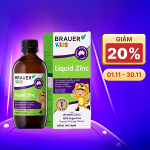 Siro BRAUER Kids Liquid Zinc bổ sung kẽm, tăng sức đề kháng cho trẻ (Chai 200ml)