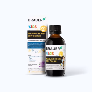 Siro BRAUER Kids Manuka Honey Dry Cough hỗ trợ giảm ho khan, giảm đau họng ở trẻ từ 2 tuổi (100ml)