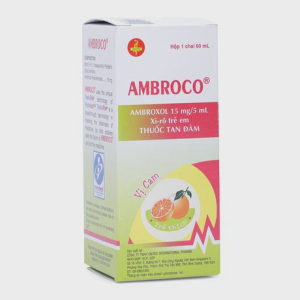 Siro Ambroco 15mg/5ml làm loãng chất nhầy (hoặc đàm) và làm tăng thanh thải chất nhầy (chai 60ml)
