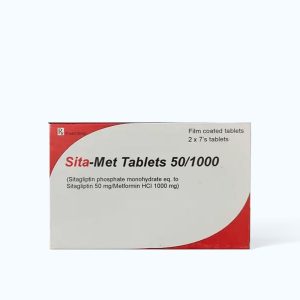 Viên nén Sita-Met 50mg/1000mg Amvipharm điều trị đái tháo đường type 2 (2 vỉ x 7 viên)